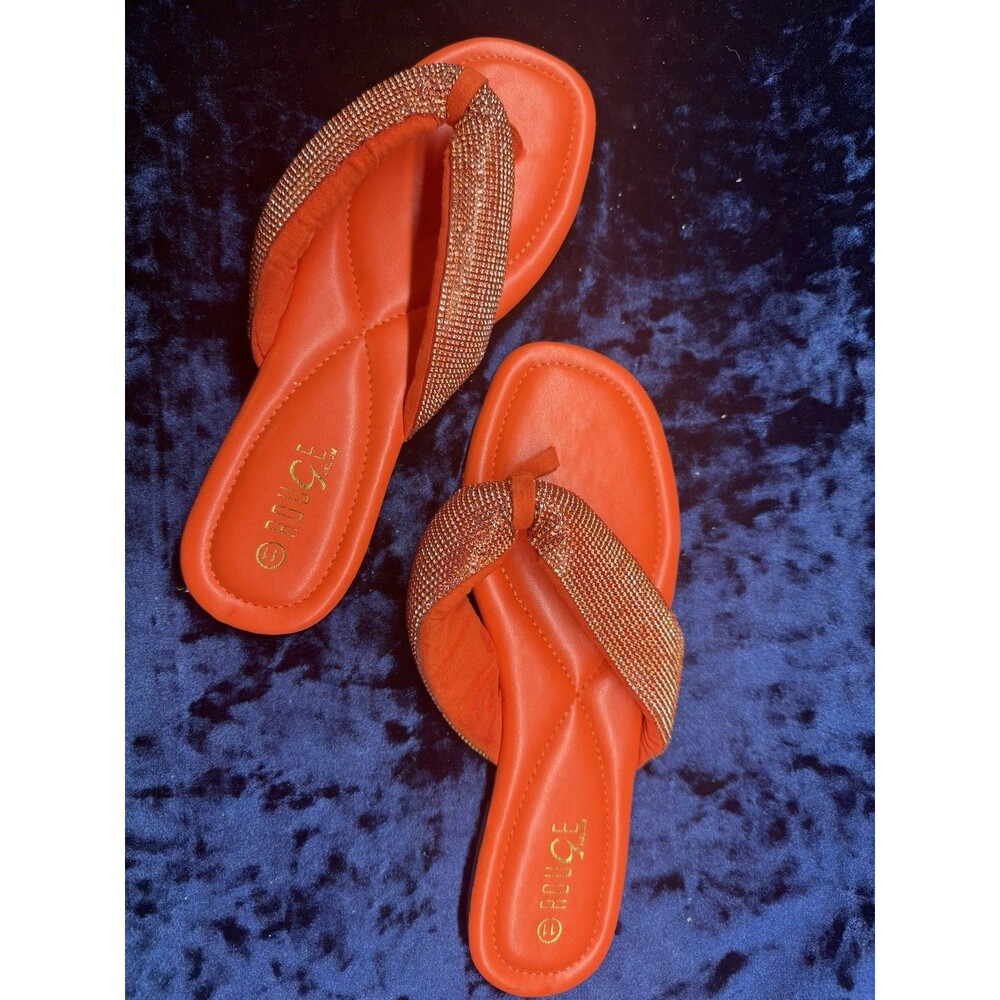 ROUGE Women Sandals Orange with Diamond straps Orange size 11M